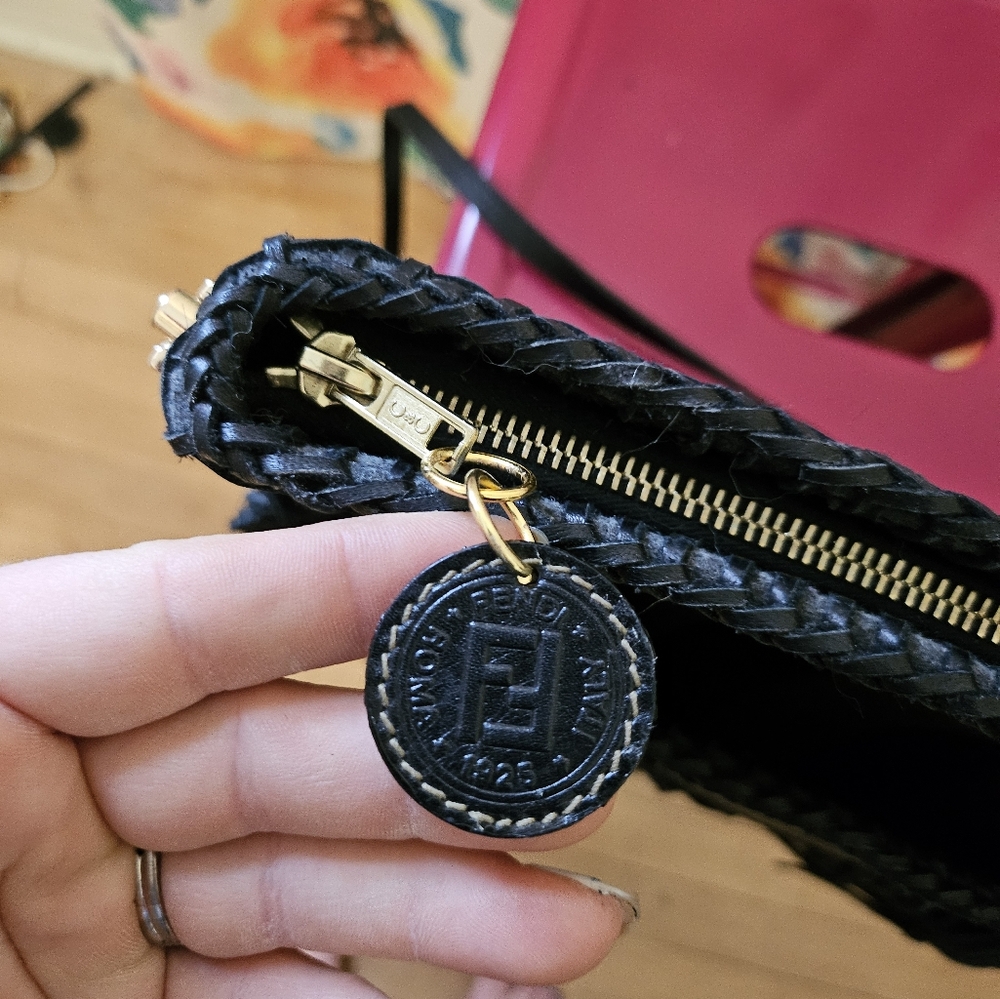 Fendi Black and Tan Striped Fringe Crossbody Bag - Picture 4 of 9